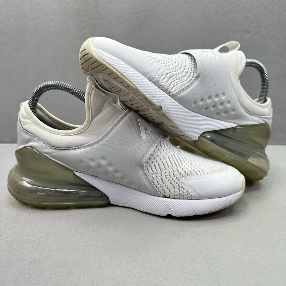 Womens 8 / 6.5Y Nike Air‎ Max 270 Extreme Shoes White / Silver Slip-On Athletic